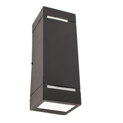 Aplique bidireccional 2xGU10 de chapa con raja negro